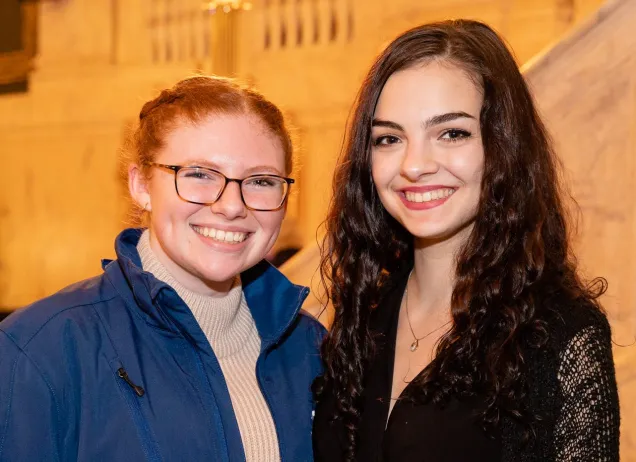 2 young women in the lobby